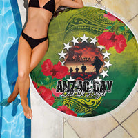 Cook Islands ANDAC Day Beach Blanket Honor and Remember Soliders-Forever in My Thoughts Grunge Style LT03 - Polynesian Pride