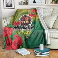 Cook Islands ANDAC Day Blanket Honor and Remember Soliders-Forever in My Thoughts Grunge Style LT03 Green-Yellow - Polynesian Pride