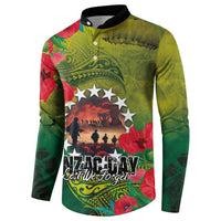 Cook Islands ANDAC Day Button Sweatshirt Honor and Remember Soliders-Forever in My Thoughts Grunge Style LT03 - Polynesian Pride
