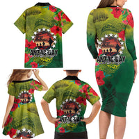 Cook Islands ANDAC Day Family Matching Long Sleeve Bodycon Dress and Hawaiian Shirt Honor and Remember Soliders-Forever in My Thoughts Grunge Style