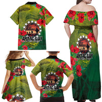 Cook Islands ANDAC Day Family Matching Off Shoulder Maxi Dress and Hawaiian Shirt Honor and Remember Soliders-Forever in My Thoughts Grunge Style