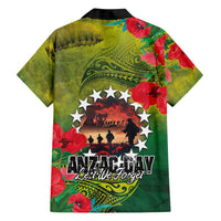 Cook Islands ANDAC Day Family Matching Short Sleeve Bodycon Dress and Hawaiian Shirt Honor and Remember Soliders-Forever in My Thoughts Grunge Style