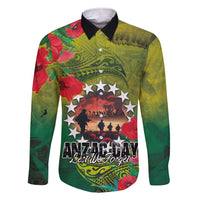 Cook Islands ANDAC Day Family Matching Short Sleeve Bodycon Dress and Hawaiian Shirt Honor and Remember Soliders-Forever in My Thoughts Grunge Style