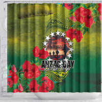 Cook Islands ANDAC Day Shower Curtain Honor and Remember Soliders-Forever in My Thoughts Grunge Style