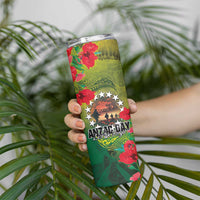 Cook Islands ANDAC Day Skinny Tumbler Honor and Remember Soliders-Forever in My Thoughts Grunge Style