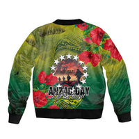Cook Islands ANDAC Day Sleeve Zip Bomber Jacket Honor and Remember Soliders-Forever in My Thoughts Grunge Style