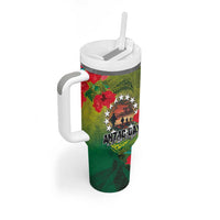 Cook Islands ANDAC Day Tumbler With Handle Honor and Remember Soliders-Forever in My Thoughts Grunge Style LT03 - Polynesian Pride