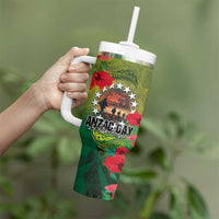 Cook Islands ANDAC Day Tumbler With Handle Honor and Remember Soliders-Forever in My Thoughts Grunge Style LT03 - Polynesian Pride