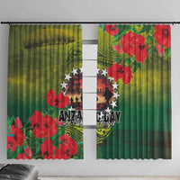 Cook Islands ANDAC Day Window Curtain Honor and Remember Soliders-Forever in My Thoughts Grunge Style LT03 With Hooks Green-Yellow - Polynesian Pride