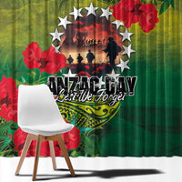 Cook Islands ANDAC Day Window Curtain Honor and Remember Soliders-Forever in My Thoughts Grunge Style LT03 - Polynesian Pride