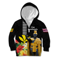 Hawaii King Kamehameha Day Kid Hoodie Kanaka Maoli Hibiscus Flower and Kakau Pattern
