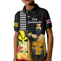 Hawaii King Kamehameha Day Kid Polo Shirt Kanaka Maoli Hibiscus Flower and Kakau Pattern