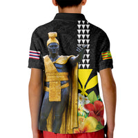 Hawaii King Kamehameha Day Kid Polo Shirt Kanaka Maoli Hibiscus Flower and Kakau Pattern