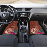 Chamorro Biba Guam Car Mats Latte Stone Tribal and Hibiscus Flower Tapa Pattern