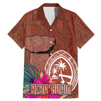 Chamorro Biba Guam Family Matching Mermaid Dress and Hawaiian Shirt Latte Stone Tribal and Hibiscus Flower Tapa Pattern