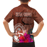 Chamorro Biba Guam Hawaiian Shirt Latte Stone Tribal and Hibiscus Flower Tapa Pattern LT03 - Polynesian Pride
