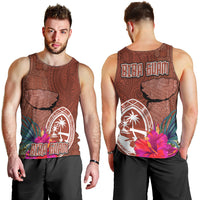 Chamorro Biba Guam Men Tank Top Latte Stone Tribal and Hibiscus Flower Tapa Pattern