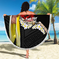 Papua New Guinea Remembrance Day Beach Blanket Bird of Paradise Plumeria Flower and Polynesian Pattern LT03 - Polynesian Pride