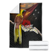 Papua New Guinea Remembrance Day Blanket Bird of Paradise Plumeria Flower and Polynesian Pattern LT03 - Polynesian Pride