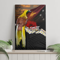 Papua New Guinea Remembrance Day Canvas Wall Art Bird of Paradise Plumeria Flower and Polynesian Pattern LT03 - Polynesian Pride