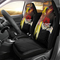 Papua New Guinea Remembrance Day Car Seat Cover Bird of Paradise Plumeria Flower and Polynesian Pattern
