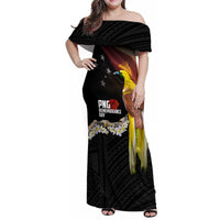 Papua New Guinea Remembrance Day Family Matching Off Shoulder Maxi Dress and Hawaiian Shirt Bird of Paradise Plumeria Flower and Polynesian Pattern