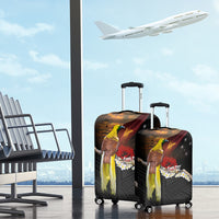 Papua New Guinea Remembrance Day Luggage Cover Bird of Paradise Plumeria Flower and Polynesian Pattern