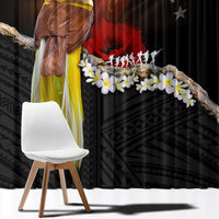 Papua New Guinea Remembrance Day Window Curtain Bird of Paradise Plumeria Flower and Polynesian Pattern LT03 - Polynesian Pride