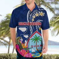 Personalised Guam Liberation Hawaiian Shirt Latte Stone and Guahan Seal Jungle Flower LT03 - Polynesian Pride