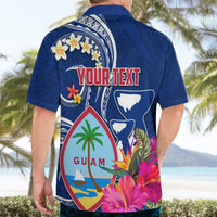 Guam Liberation Hawaiian Shirt Latte Stone and Guahan Seal Jungle Flower