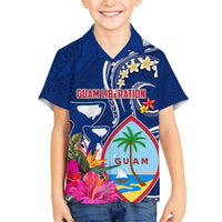 Personalised Guam Liberation Hawaiian Shirt Latte Stone and Guahan Seal Jungle Flower LT03 - Polynesian Pride