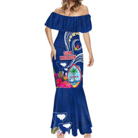 Personalised Guam Liberation Mermaid Dress Latte Stone and Guahan Seal Jungle Flower LT03 - Polynesian Pride