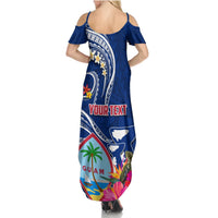 Personalised Guam Liberation Summer Maxi Dress Latte Stone and Guahan Seal Jungle Flower LT03 - Polynesian Pride