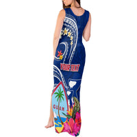 Personalised Guam Liberation Tank Maxi Dress Latte Stone and Guahan Seal Jungle Flower LT03 - Polynesian Pride