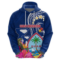 Guam Liberation Zip Hoodie Latte Stone and Guahan Seal Jungle Flower