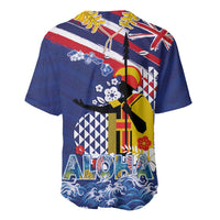 Hawaii King Kamehameha Day Baseball Jersey Lei Sea Waves Polynesian Tapa Pattern