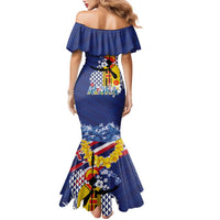 Hawaii King Kamehameha Day Family Matching Mermaid Dress and Hawaiian Shirt Lei Sea Waves Polynesian Tapa Pattern