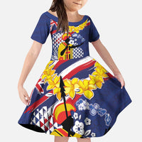 Hawaii King Kamehameha Day Family Matching Puletasi and Hawaiian Shirt Lei Sea Waves Polynesian Tapa Pattern