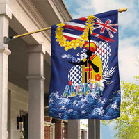 Hawaii King Kamehameha Day Garden Flag Lei Sea Waves Polynesian Tapa Pattern