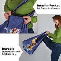 Hawaii King Kamehameha Day Grocery Bag Lei Sea Waves Polynesian Tapa Pattern