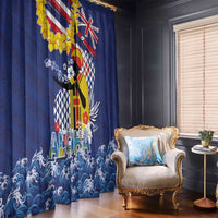 Hawaii King Kamehameha Day Window Curtain Lei Sea Waves Polynesian Tapa Pattern