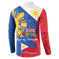 Philippines Independence Day Button Sweatshirt Araw ng Kalayaan Polynesian Sun and YAKAN Pattern