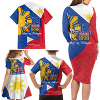 Philippines Independence Day Family Matching Long Sleeve Bodycon Dress and Hawaiian Shirt Araw ng Kalayaan Polynesian Sun and YAKAN Pattern
