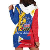 Philippines Independence Day Hoodie Dress Araw ng Kalayaan Polynesian Sun and YAKAN Pattern