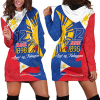 Philippines Independence Day Hoodie Dress Araw ng Kalayaan Polynesian Sun and YAKAN Pattern