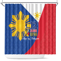 Philippines Independence Day Shower Curtain Araw ng Kalayaan Polynesian Sun and YAKAN Pattern
