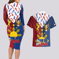 Philippines Independence Day 126th Anniversary Couples Matching Long Sleeve Bodycon Dress and Hawaiian Shirt Polynesian Pattern National Flag Style
