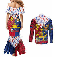 Philippines Independence Day 126th Anniversary Couples Matching Mermaid Dress and Long Sleeve Button Shirt Polynesian Pattern National Flag Style