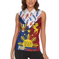 Philippines Independence Day 126th Anniversary Women Sleeveless Polo Shirt Polynesian Pattern National Flag Style