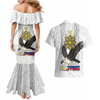 Philippines Eagle Week Couples Matching Mermaid Dress and Hawaiian Shirt Polynesian Pattern Barong Style LT03 - Polynesian Pride